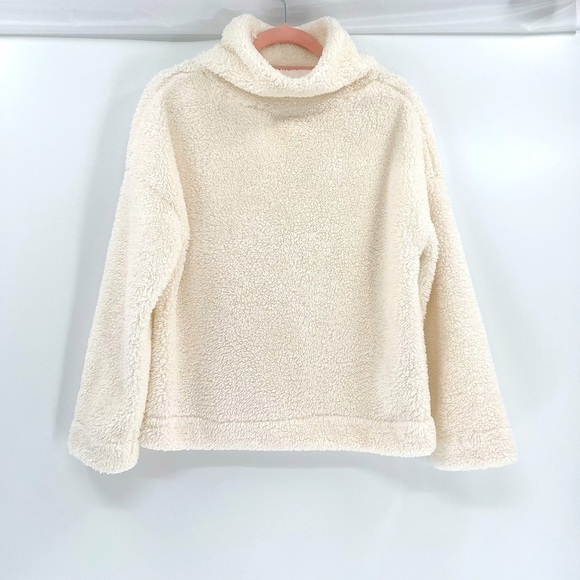 Gap Body Sherpa Mock Neck Ivory Pullover Size S/P - Picture 4 of 13